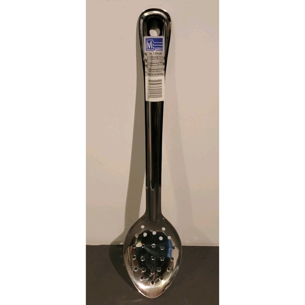 Perforated Stainless Steel Basting Spoon 13" Silver Straight Handle